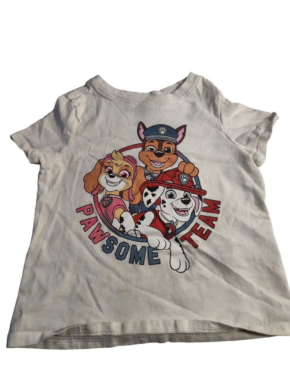 Children's Unisex White 2T Paw Patrol Short Sleeve T-Shirt
